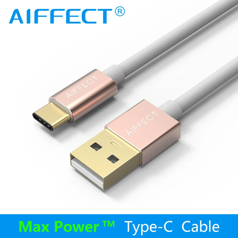 AIFFECT Алюминий Тип C кабель USB-C кабель высокого Скорость с функцией зарядки и передачи данных синхронизации для Nexus 5X, Nexus 6 P OnePlus 2 ZUK Z1, LG for Xiaomi 4C - Цвет: Rose Gold