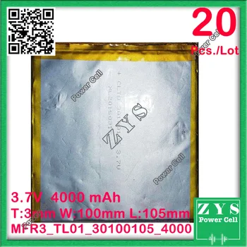 

20pcs Safety Packing,3.7V 4000mah Li-ion battery for tablet pc 8 inch 10 inch [30100105] 03100105 Size:3x100x105mm Free Shipping