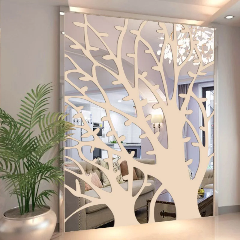 3D Acrylic Decorative Mirror Wall Sticker Big Tree Mirror Wall Sticker Home Living Room Hotel Large Size Decorative Wall Sticker