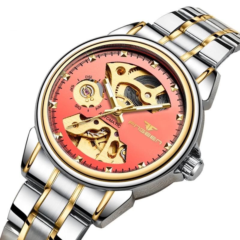 

Top Luxury female clock watch women automatic mechanical watch waterproof hollow pink business ladies watches for woman gift