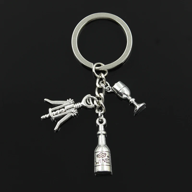 

Fashion 30mm Key Chain Keychain Jewelry Silver wine opener wine glass Pendant