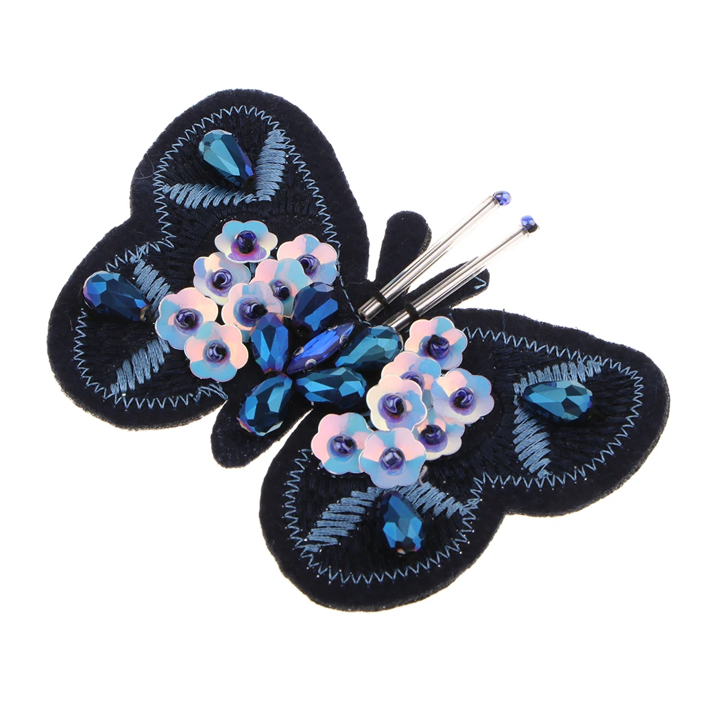 Sequin Beads Patches Butterfly Style Clothes Embellishments Embroidery Applique Decorations for Repair/Design