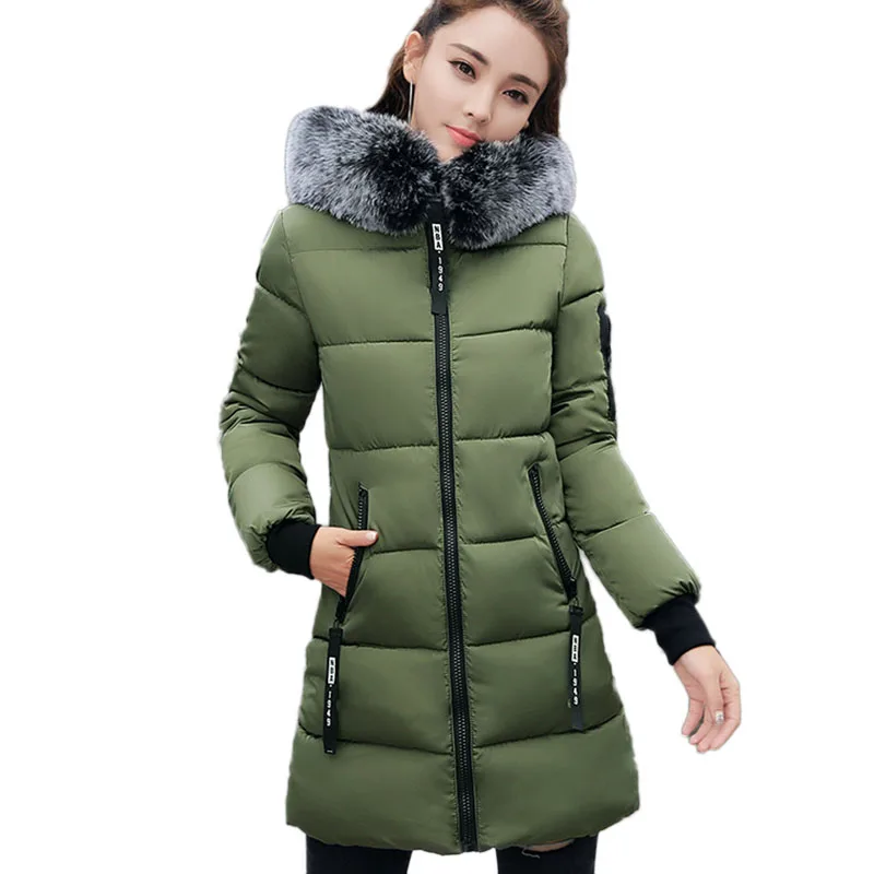 Winter Down Cotton Jackets Womens New 2017 Long Coat Hooded Fashion ...