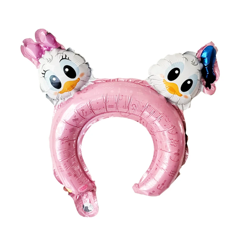 10 шт. Микки повязка на голову "Минни" с фольгой воздушный шар милый кролик медведь воздушный шар в форме животного розовый Детские игрушки День рождения украшения - Цвет: 3D Pink duck