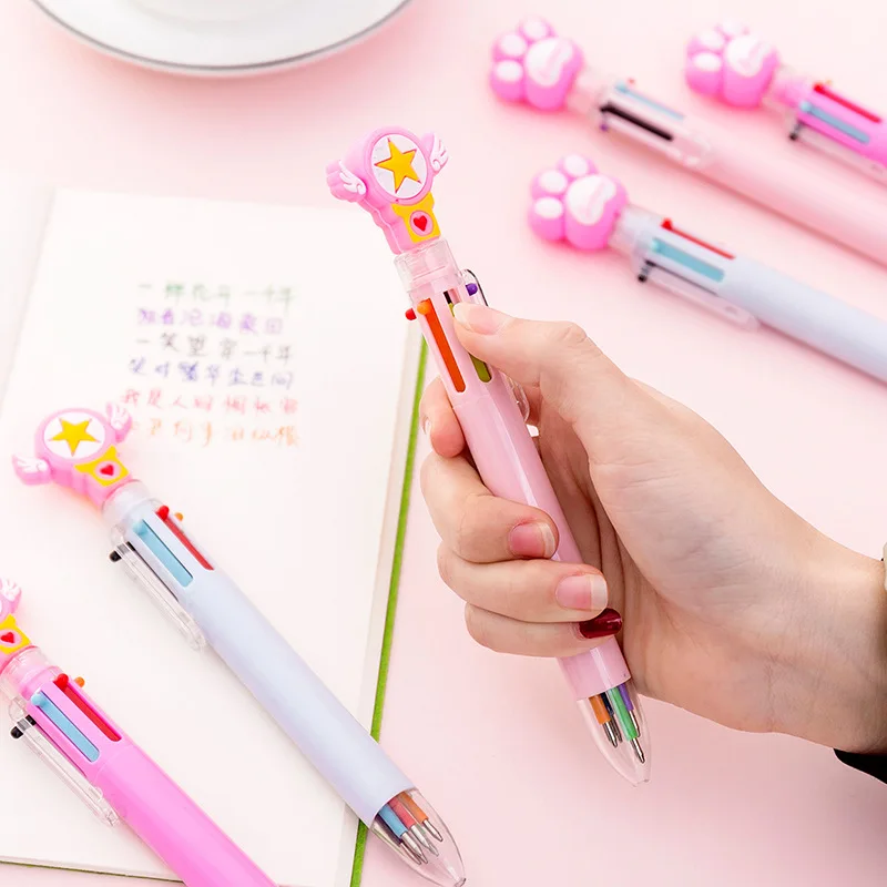 Каваи многоцветный флеш-накопитель в виде единорога розовые Животные Кошки Сова свинья 6 цвета, шариковая ручка пресс шариковая ручка 0,5 мм для письма маркировочные принадлежности
