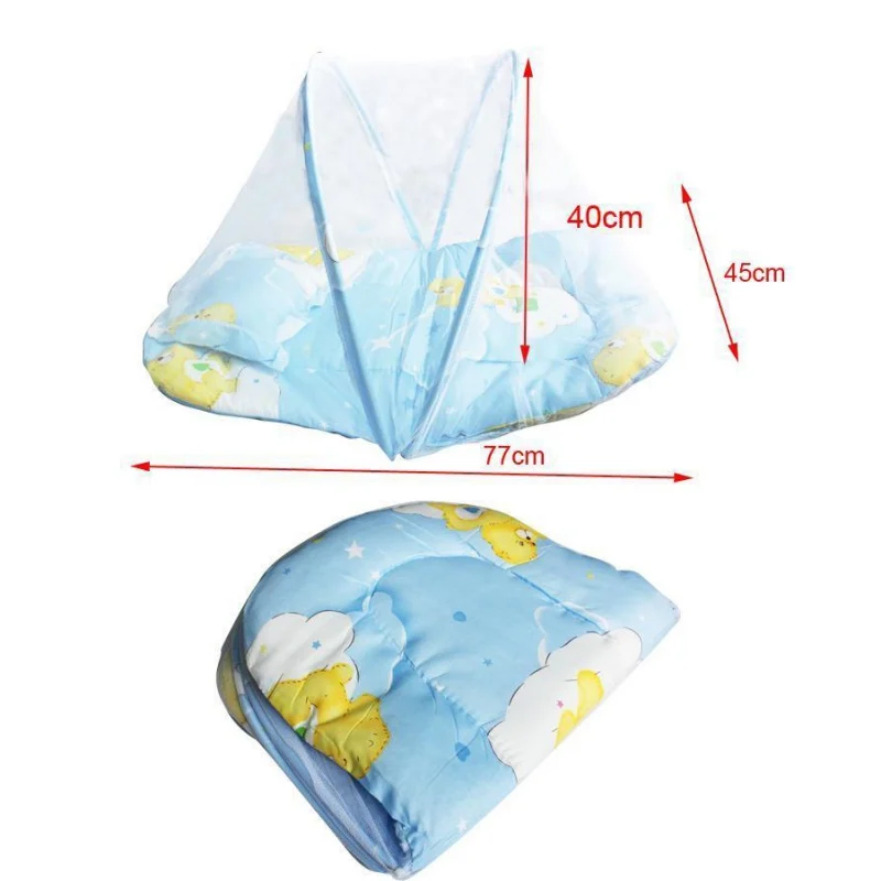 Летний детский комаров колыбель с защитой от насекомых сетка с портативным складным навесом подушка+ Милая Подушка Матрас детские постельные принадлежности