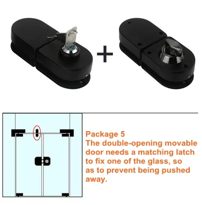 Нержавеющая сталь 10-12 мм Толщина стеклянной дверной замок без сверла Противоугонный замок безопасности с бескаркасным толкателем раздвижная блокировка ворот - Цвет: Package 5