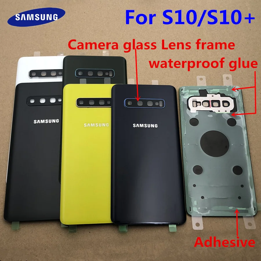 

For SAMSUNG Galaxy S10 G973F S10 Plus G975F Back Glass Battery Cover Rear Door Housing Case For SAMSUNG S10 S10+Back Glass Cover