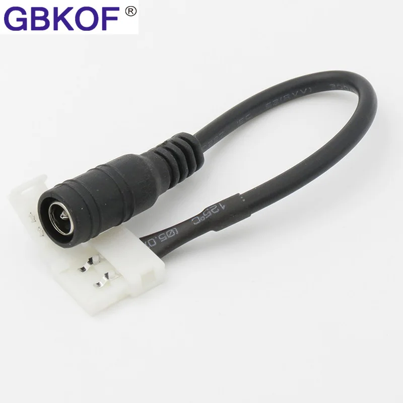 

5pcs/lot 10mm female DC power plug quick connector,wire with 2 pin solderless connector for 5050 or 5630 LED strip Free Shipping