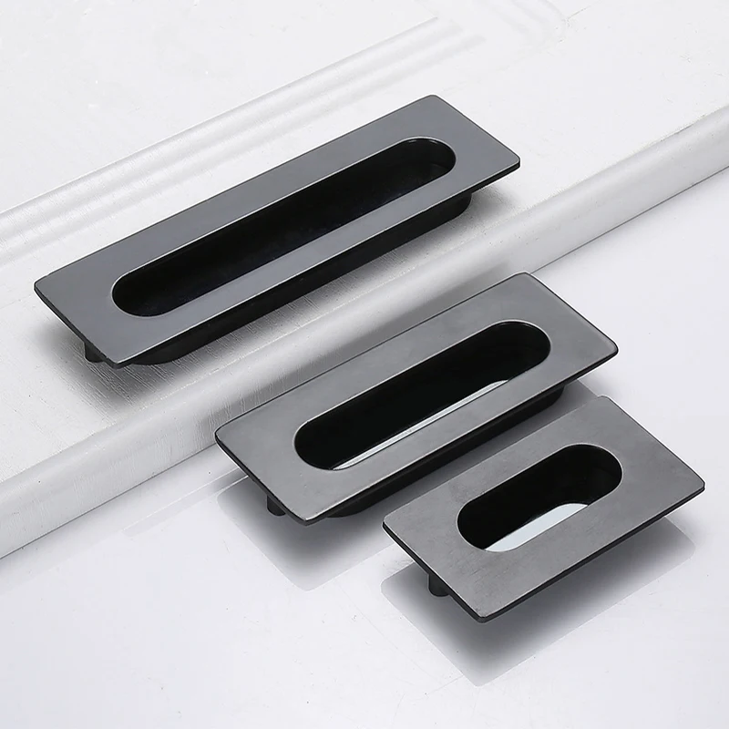 Black Hide Drawer Handle Embedded Sliding Door Simplicity Handle Modern