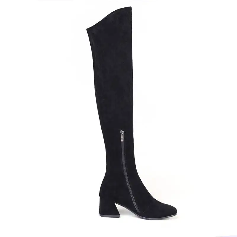 MORAZORA Size 34-43 HOT Hot sale women boots autumn winter over the knee boots round toe flock leather thigh high