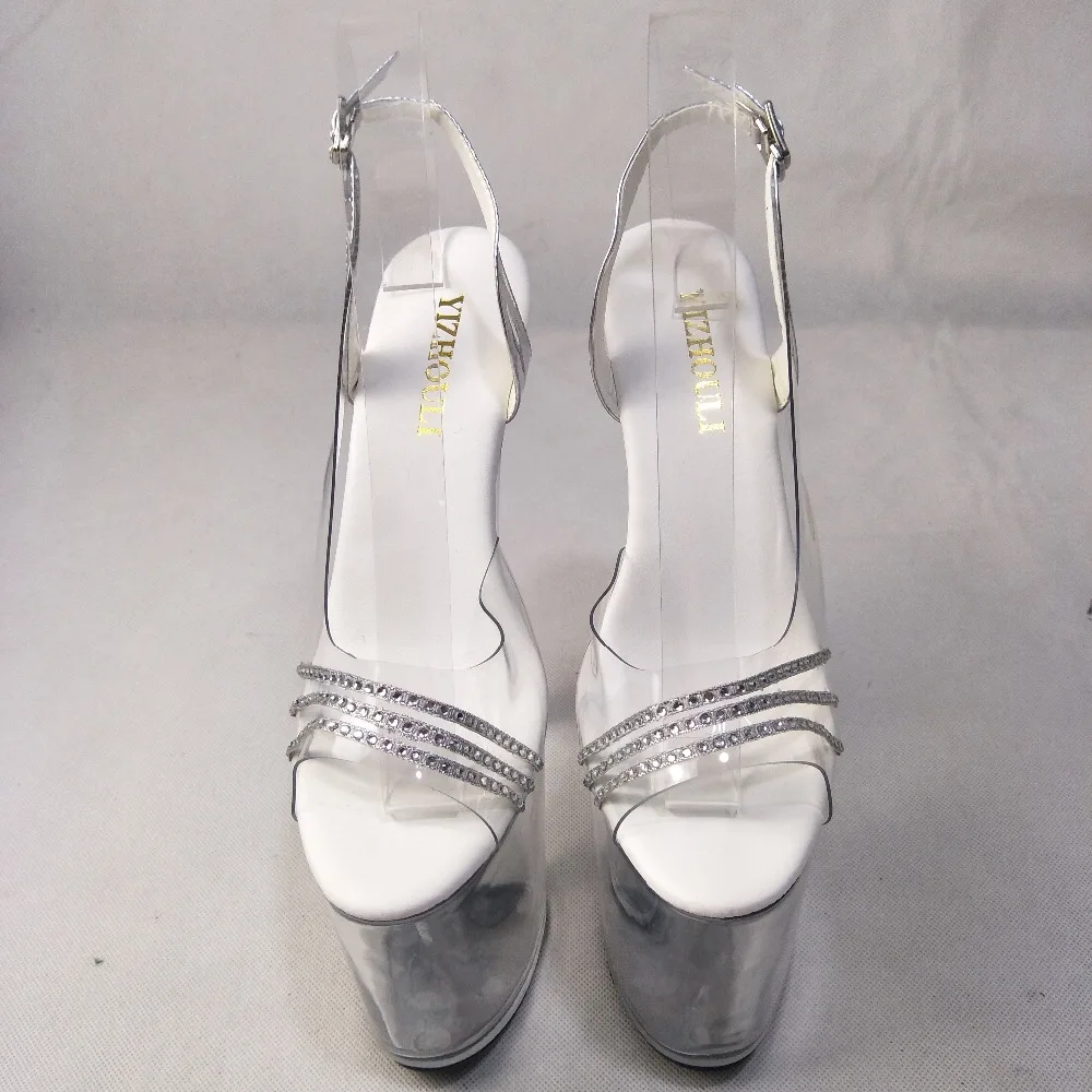 Newest Rhinestone Sexy 20cm Super High Heel Platforms Pole Dance Crystal shoes clear fisherman sandals Dance Shoes