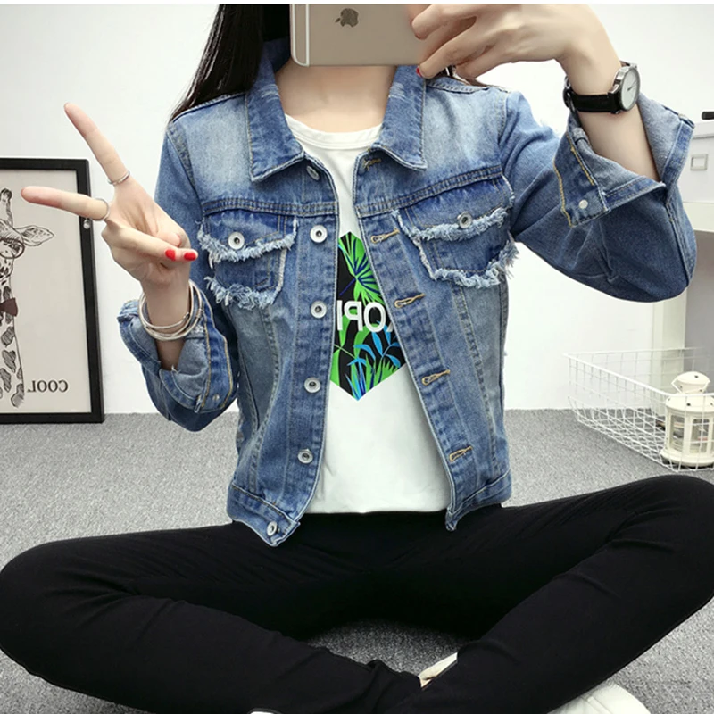 amazing  Denim Jacket Women New Autumn Women's Jean Jackets Korean Short Casual Denim Jacket 20109 Women Coa