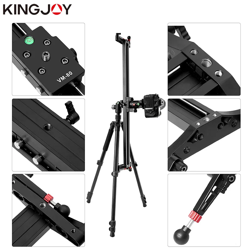 KINGJOY Official VM-80/100 Camera Silent Macro For Nikon Rail Tripod Head Time Lapse Ballhead Balhoofd Tripod Ball Head Video