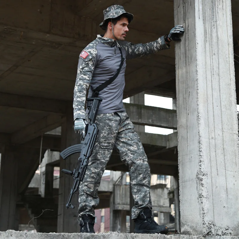 Мужская Уличная тактическая рубашка спортивный комплект Походные штаны камуфляжные военные рубашки для рыбалки мужские для стрельбы охотничьи костюмы
