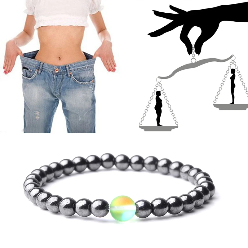 

6 mm Natural Hematite Bracelets Matte Rainbow Flash Moonstone Round Beads Women Bracelet Homme Pulsera 2019 Fashion Jewelry Gift