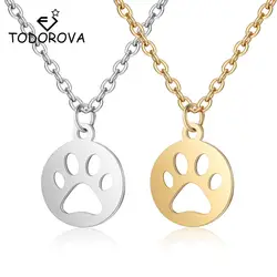 Тодорова Нержавеющая сталь собака кошка Paw Print длинные Цепочки и ожерелья Для мужчин ювелирные изделия щенок памятная подвеска Для женщин