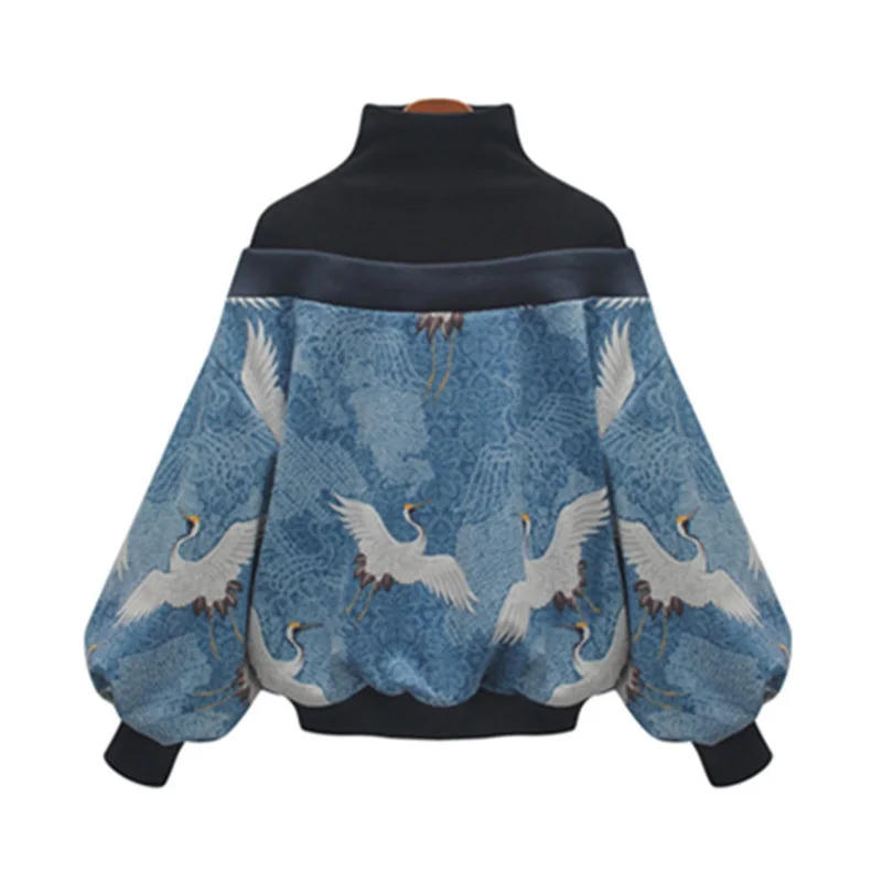 TWOTWINSTYLE водолазка с принтом пуловер Топы женские фонарь с длинным рукавом Лоскутная Толстовка для женщин Весна Повседневная мода