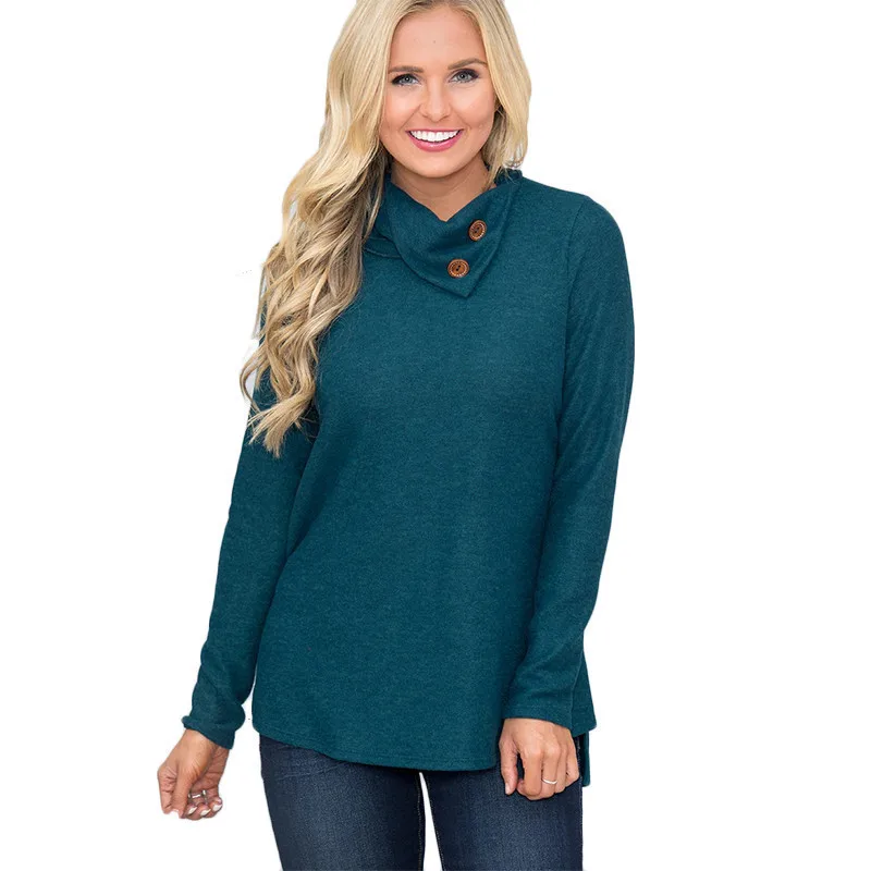 Dark Green Зимняя женская футболка двухслойная одноцветная толстовка с длинными рукавами для девочек женские блузки рубашка Повседневная хлопковая рубашка XXL - Цвет: Dark Green