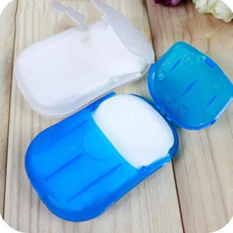 

20Pcs Soap Papers Outdoor Travel Washing Hand Bath Clean Slice Sheets Disposable Soap Portable Mini Paper Soap Foaming Box