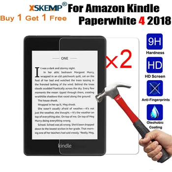

XSKEMP 2Pcs Tempered Glass For Amazon Kindle Paperwhite 4 2018 (10th Generation - 2018 Release) Screen Protector Anti-Shatter