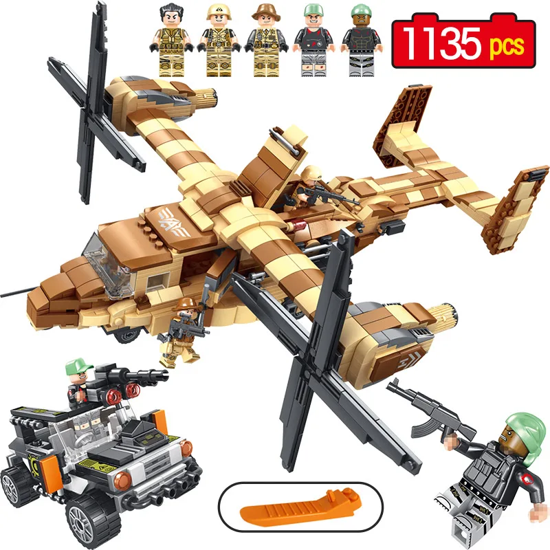 

1135Pcs Bricks Military Series Osprey Helicopter Model Building Blocks DIY Educational Bricks Toys Of Kids