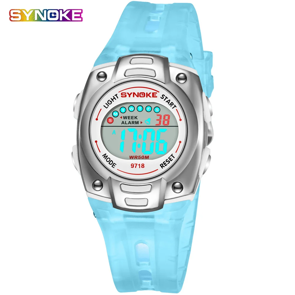 SYNOKE детские часы, наручные часы, будильник, силиконовый светодиодный, цифровые, спортивные, наручные часы, дата, повседневные, студенческие часы для мальчиков и девочек - Цвет: Blue sports watches