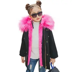 Зимнее пальто для девочек из искусственного лисьего меха съемный вкладыш куртки для малышей Детская верхняя одежда для маленьких девочек