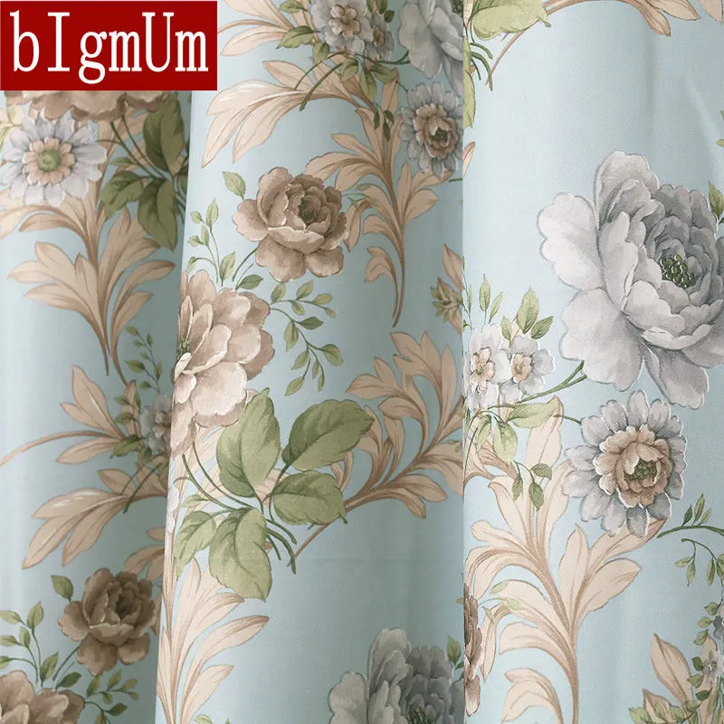 

Rustic Window Curtains For living Room/ Bedroom Floral Blackout Curtains Window Treatment /drapes Home Decor Blue Free Shipping