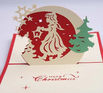 

10pcs 3D Christmas Angel Handmade Kirigami Origami For Merry Christmas Party Invitation Cards Greeding Postcard