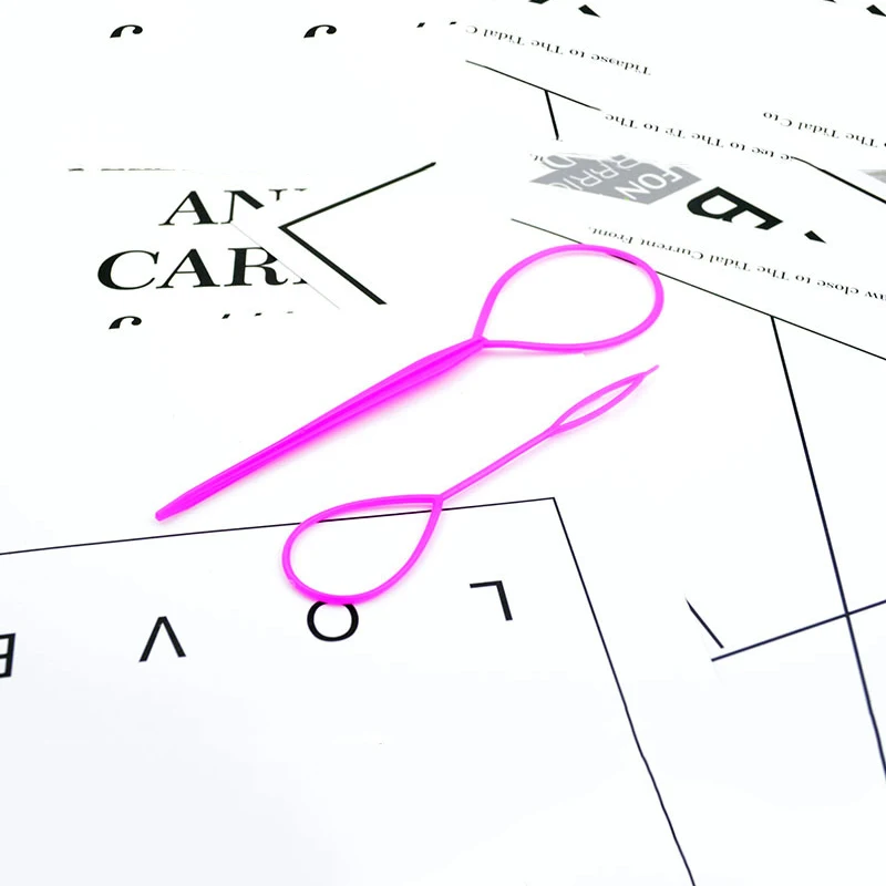 MISS ROSE 2 Pcs Women Hair Braid Maker Ponytail Creator Plastic Loop Styling Tools Black Beauty Pony Tail Clip Styling Tool