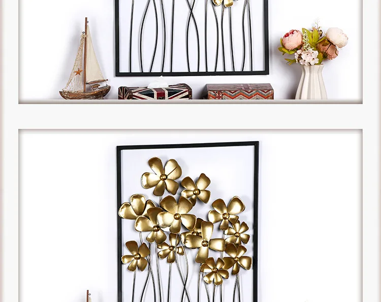 Iron Metal Wall Decoration Creative Home Lilac Wall Hanging Modern Luxury Living Room TV Sofa Background Wall Decoration
