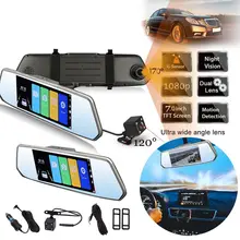Full HD 1080 P Автомобильный dvr камера авто 7 дюймов ips HD экран зеркало заднего вида цифровой видео регистраторы двойной объектив Registratory видеокамера