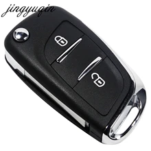 jingyuqin 10pcs/lot DKT0269 For Peugeot 306 307 408 308 407 partner Modified Flip Car Key Shell 2 Button Fob Case HCA/VA2 Blade