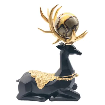 

new Natural Septarryium Cstal Ball meditation reiki healing Decorative Dragon stone Globe Sphere Orb with Milu deer Wooden stand