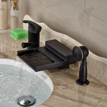 Двухслойные крепление Одной ручкой Водопад ванна смеситель кран Ванная комната ванна кран с Handshower