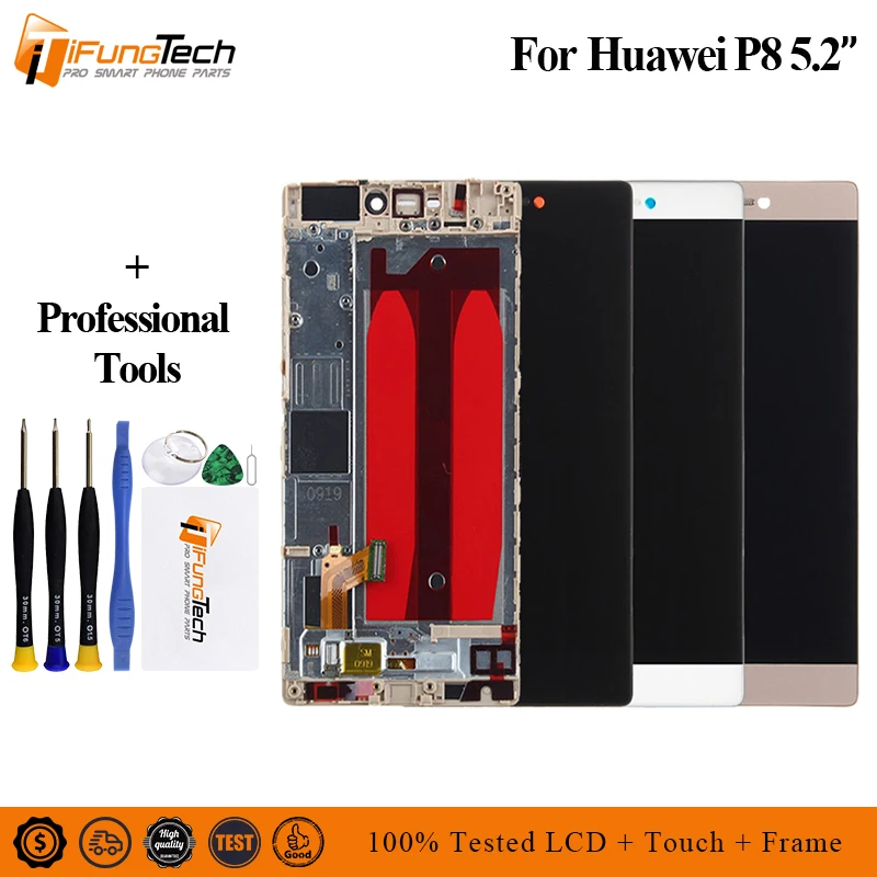

5.2" LCD Display For HUAWEI P8 Display Touch Screen Replacement with Frame for HUAWEI P8 LCD Display GRA L09 gra-l09 gra-ul10