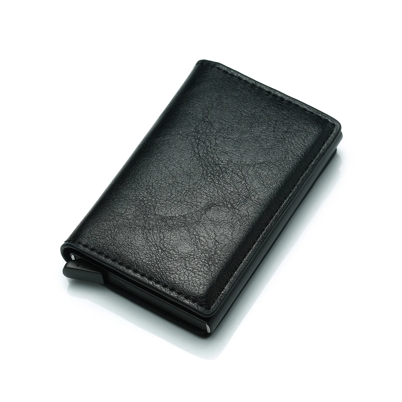 

Slymaoyi Anti Rfid Protection Men Women Credit Card Holder Leather Vintage Slim Mini Wallet Metal Aluminum Business id Card Case