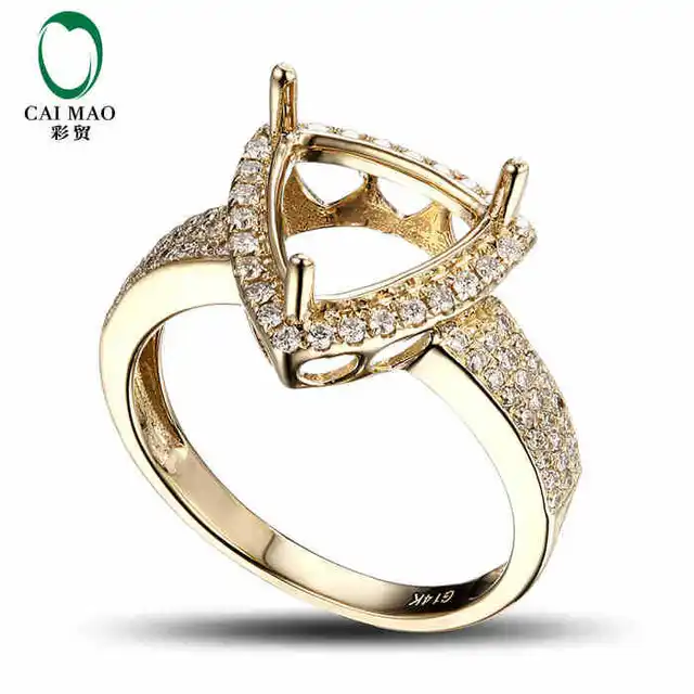 CaiMao Trillion cut Semi Mount Ring Settings & 0.4ct Diamond 14k Yellow