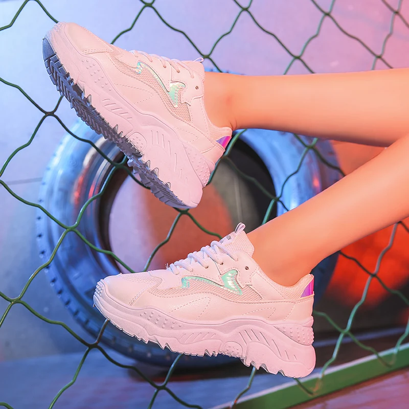 

NewWomen Shoes White Sneakers Women Korean Style Vulcanize Shoes Platform Chunky Sneakers Casual Dad Tenis Basket Femme Krasovki