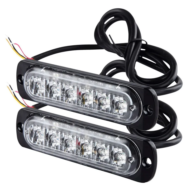 

Car Light Accessories 2PC 6 LEDs Amber LED Warning Emergency Flashing Strobe Light 12~24 V dropship 19M16