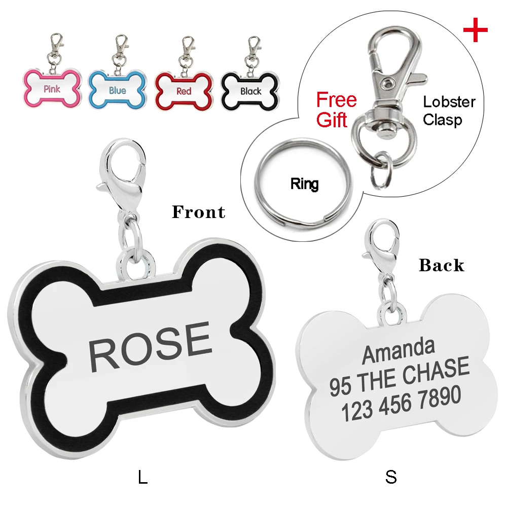 Bone Shape Custom Dog Name Tag Personalized Engraved font b Pet b font Dogs ID Tags