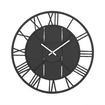 

European Round Metal Wall Clock Roman Numerals Creative Living Room Watch Mute Modern Wall Clocks Home Decoration Klok 50w229