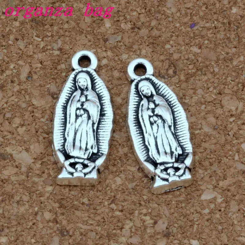 100Pcs Tibetan Silver Alloy Virgin Mary Charms Pendants For Jewelry Making Bracelet Necklace DIY Accessories  8.5x22.5MM A-388