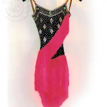 Новая детская одежда Танцевальный костюм сексуальные старший; со стразами; с бахромой для латинских танцев платье для женщин конкурс латиноамериканских танцев платья S-4XL LD-12