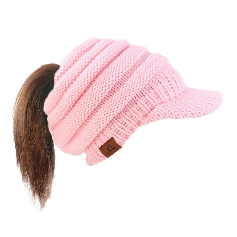 2018 new European and American popular winter hat wool line cap with hole cap ski hat