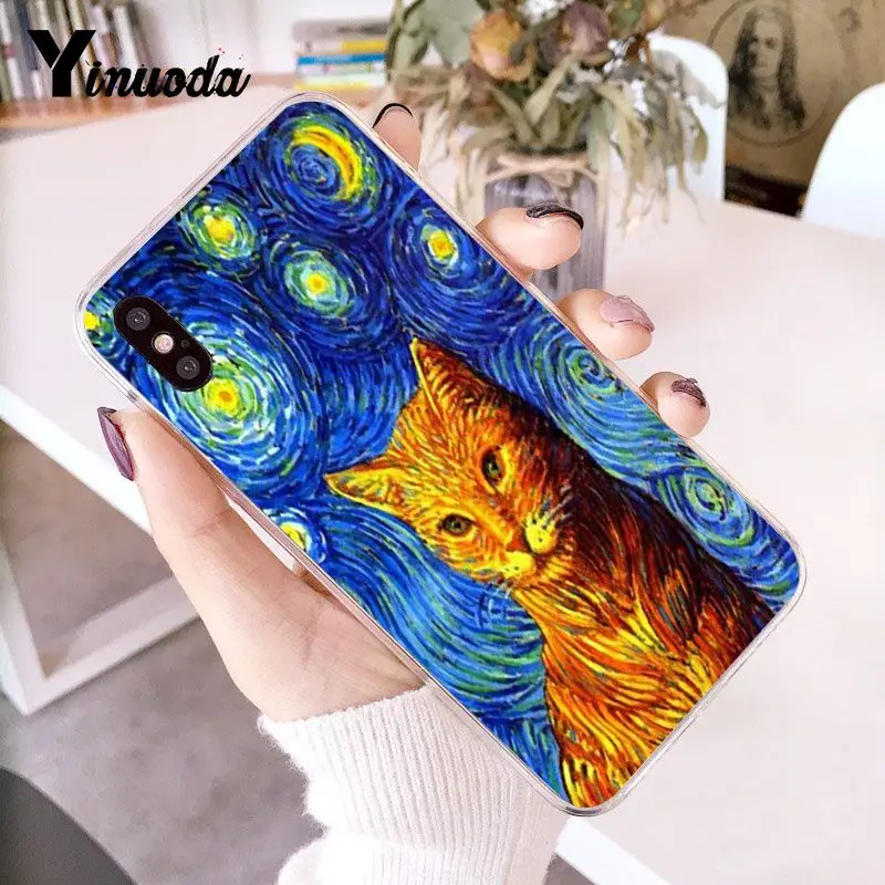 Yinuoda Забавный Мягкий силиконовый чехол для телефона Leonardo da Vinci MonaLisa Pat Cat Art для iPhone 8 7 6 6S Plus X XS MAX 5 5S SE XR 10 - Цвет: A10