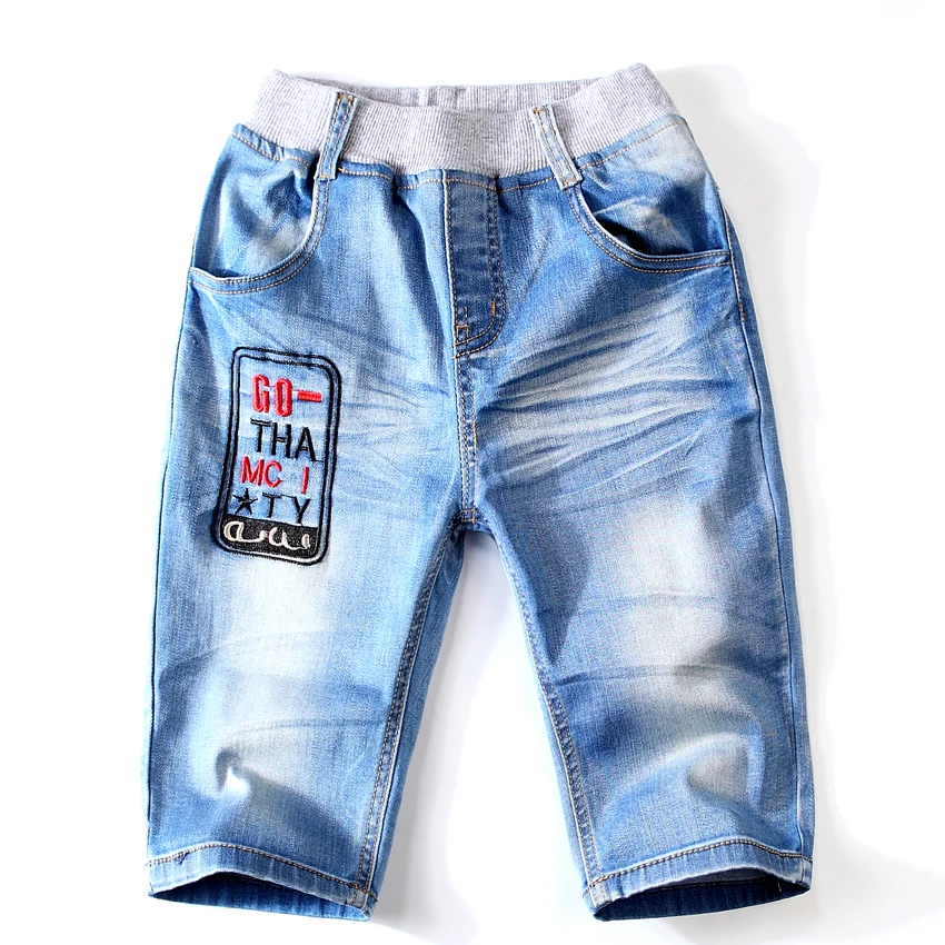 

Brand Cute Children Toddler Denim Pants Baby Boys Shorts Kids New Summer Knee Length Teen Jeans Letter Pattern Fashion Trousers