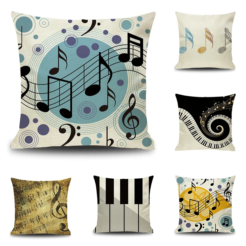 

Modern Simple Cotton Linen Cushion Cover Music Piano Decorative Pillowcase Home Decor Sofa Throw Pillow Cover 45x45cm