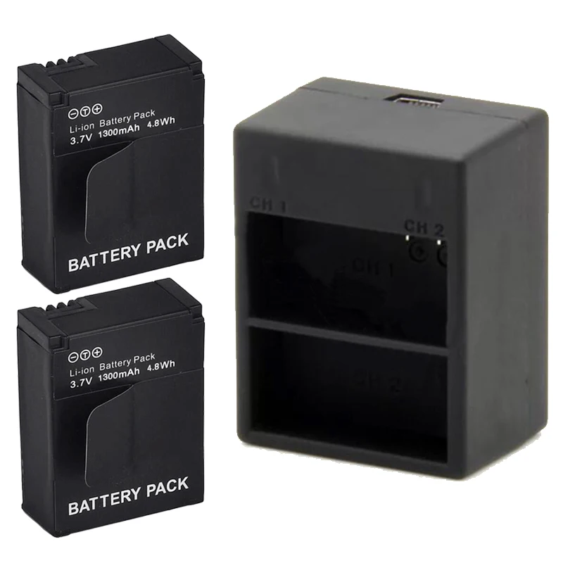 2Pcs 3 7V 1300mAh font b Digital b font AHDBT 201 Hero 3 Battery Dual USB